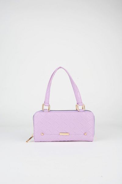 Vivaq Women's Lilac Herringbone Patterned Removable Strap Zipper Closure Wallet and Shoulder Bag