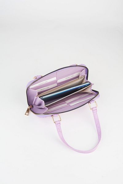 Vivaq Women's Lilac Herringbone Patterned Removable Strap Zipper Closure Wallet and Shoulder Bag
