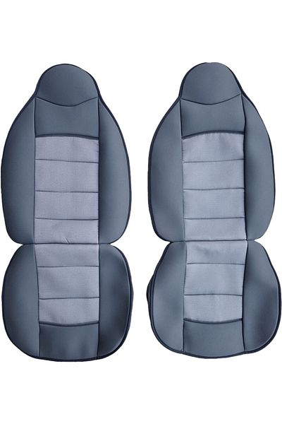 DELUXETUNING Set 2 huse scaune auto pentru fata, material textil, negru cu gri