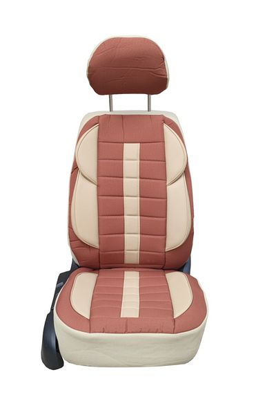 DELUXETUNING Set huse scaune auto, universale, fata-spate, maro cu crem, textil si piele ecologica