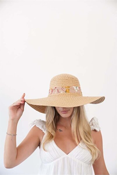 Zoe3 Style Women's Lna Natural Flower Detailed Straw Hat