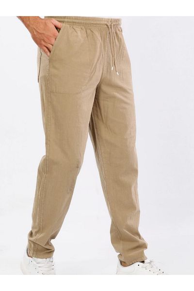 LUSSOLİFE Men's Large Size Elastic High Waist Raw Cloth