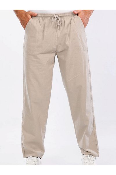 LUSSOLİFE Men's Large Size Elastic High Waist Raw Cloth