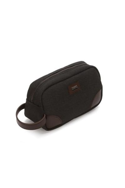 Newish Polo Canvas Fabric Single Compartment Leather Detailed Zippered Portfolio Handbag