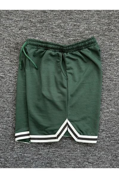 NewCabin Unisex Basic Αθλητικό Σορτς από Μαλακό Ύφασμα με Λεπτομέρεια Πράσινη Ρίγα |   Άνετη εφαρμογή