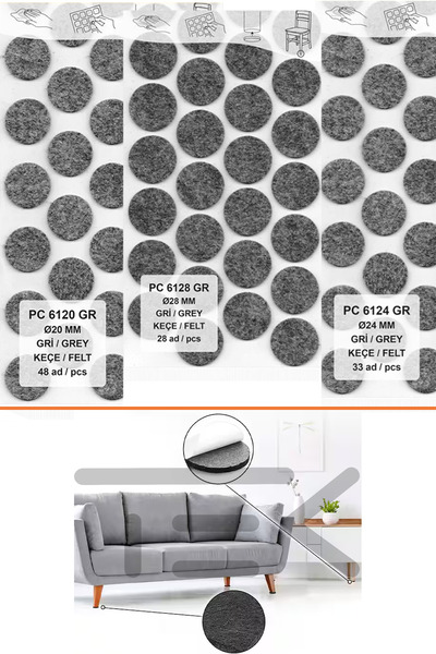 Elysian Adeziv scaun fotoliu mobilier picior pâslă gri set 3 pachet pardoseal...