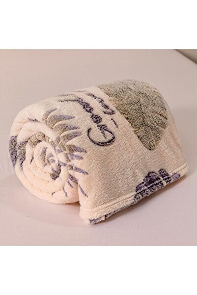 FIONNA.RO Cocolino Fluffy Blanket 200x230cm - Cream With Grey Leaves