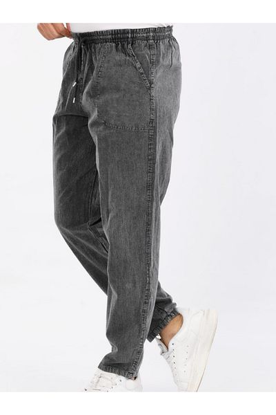 LUSSOLİFE Men's Large Size Elastic High Waist Raw Cloth