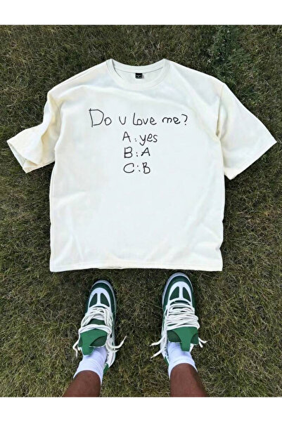 SVART WEAR هل أحبني تي شيرت كبير الحجم أبيض