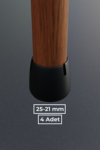 wooden lane studio 4’lü Siyah Silindir Sandalye Pabucu Zemin Koruyucu – 21-25...