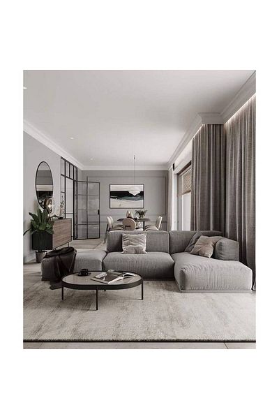 BIZ NAS Corner Sofa Swedish Wood and Linen - Gray