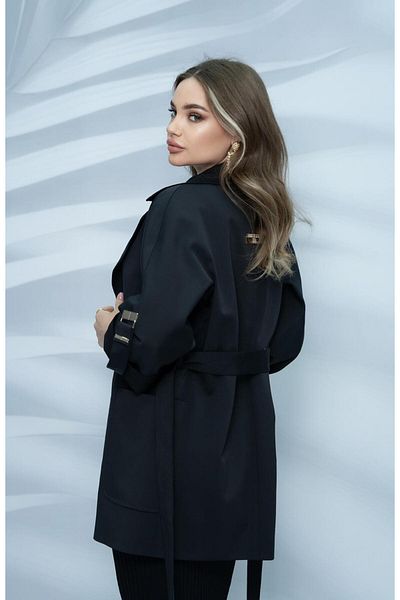 Eccim Fashion Linen Collar Snake Brooch Lined Short Women's Trench Coat