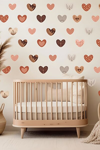 Grafikup Σετ αυτοκόλλητων τοίχου Boho Heart - 6 cm 75 τμχ Σετ διακόσμησης παιδικού δωματίου