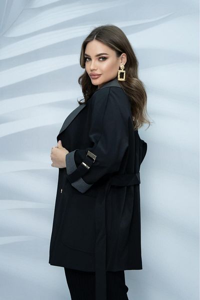 Eccim Fashion Linen Collar Snake Brooch Lined Short Women's Trench Coat