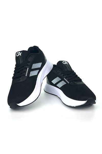 KAJILA Men's Black White Lace-Up Breathable Flexible Lightweight Casual Sneaker Sports Shoes