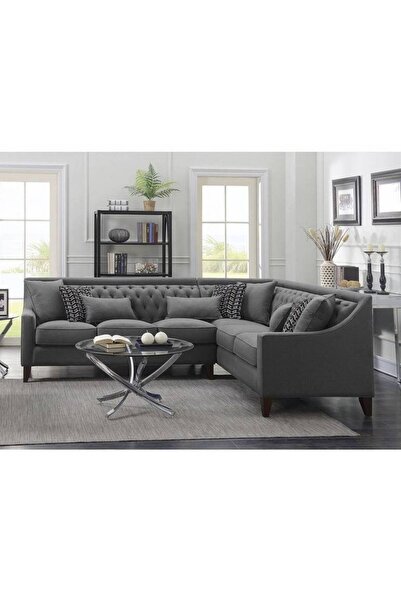 BIZ NAS Corner Sofa Swedish Wood and Linen - Gray