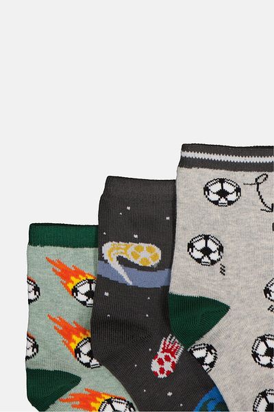 RBX Kids Boy 3 Pairs Allover Print Crew Socks, Multicolor