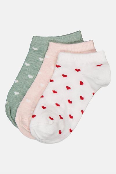 Bebe Kids Girl 3 Pairs Printed Ankle Socks, Multicolor