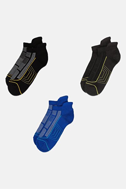 Tapout Men 3 Pairs Brand Logo Running Quarter Socks, Multicolor