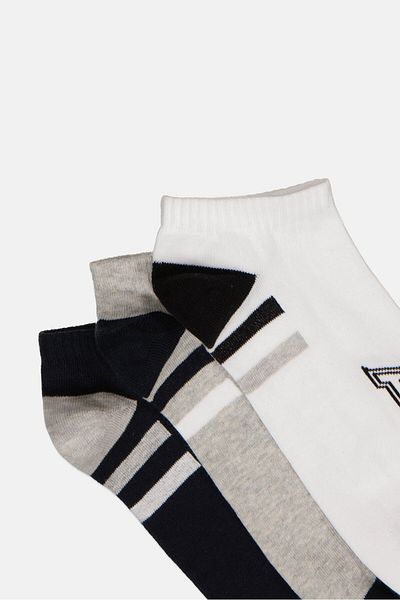 Tapout Men 3 Pairs Brand Logo Cycling Ankle Socks, Multicolor
