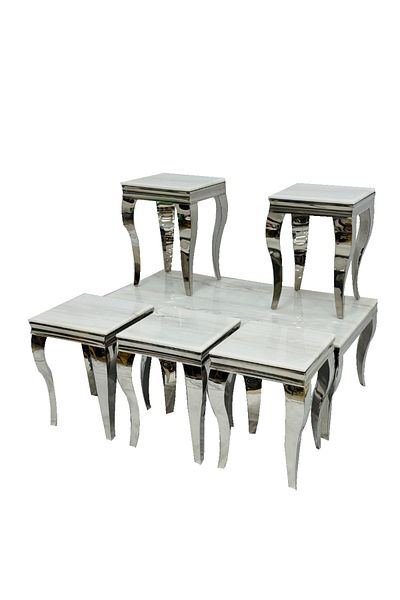 Ch Royal marble table set, 7 pieces
