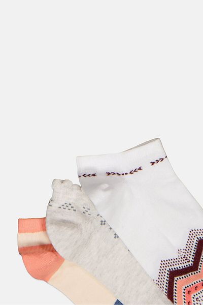 Bebe Women 3 Pairs Textured Ankle Sock, Multicolor