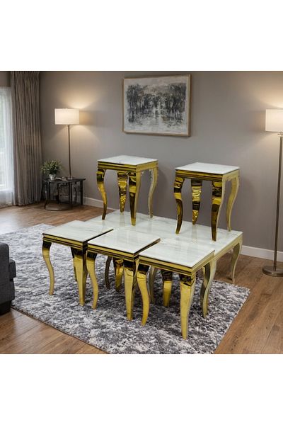 Ch Royal marble table set, 7 pieces