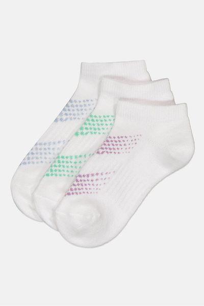 RBX Kids Girl 3 Pairs Graphic Print Ankle Socks, White