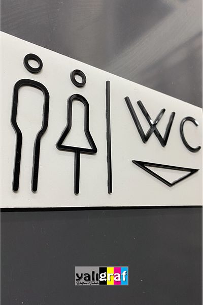 yalıgraf Wc Toilet Direction Sign Plexiglass 25X12 cm
