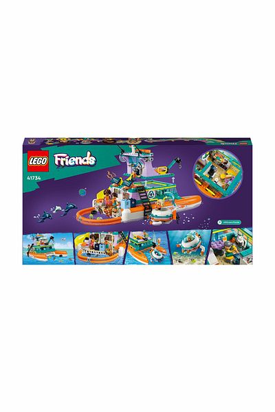 LEGO Friends 41734 Sea Rescue Boat Toy With Dolphin Figures