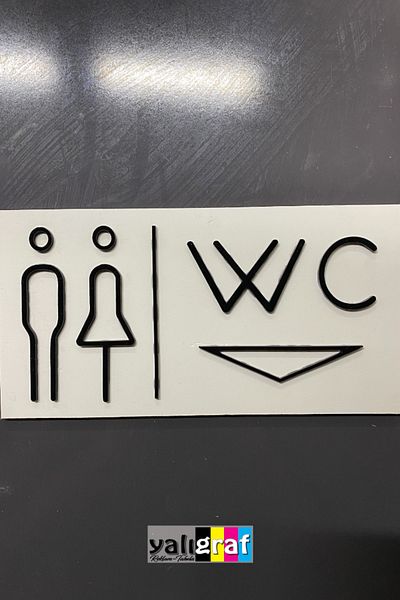 yalıgraf Wc Toilet Direction Sign Plexiglass 25X12 cm