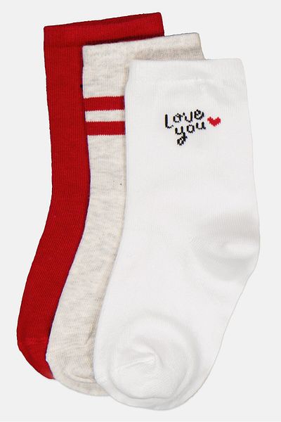Bebe Kids Girl 3 Pairs Textured Crew Sock, Multicolor