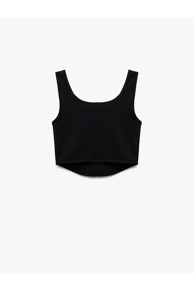 Koton New Season Cotton Slim Fit U Neck Thick Strap Basic Crop Tank Top