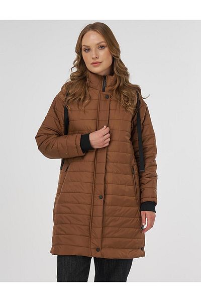 Kayra Καμηλό παλτό Anorak με γιακά και κουκούλα