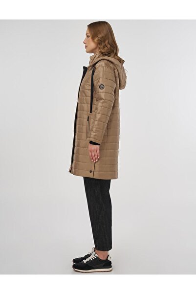Kayra Παλτό Anorak με γιακά και κουκούλα σκούρο μπεζ