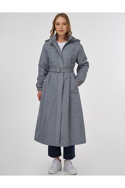 KYR Παλτό Anorak με κλείσιμο με φερμουάρ μέχρι το πάτο και μεταλλικά αξεσουάρ Dirty Blue