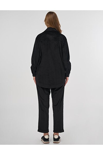 Kayra Buttoned Velvet Set Black