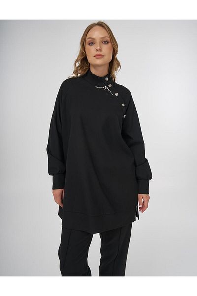 Kayra Stone Embroidered Double Set Black