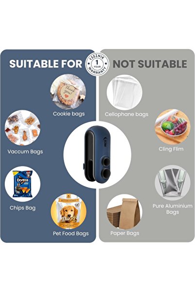 Generic SEZNIK Portable Mini Sealing Machine, Handheld Packet Sealer (Dark Blue)