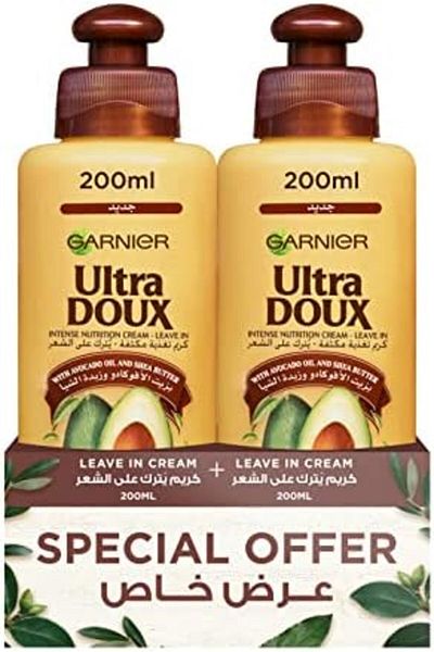 Garnier Ultra Doux Avocado Oil & Shea Butter Leave-in Cream 200 ml Twin Pack