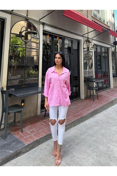 WeShaya Pink Pocket Cotton Polyester Shirt