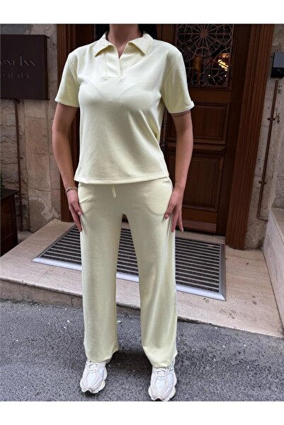 WeShaya Set cu guler polo din poliester galben elastan