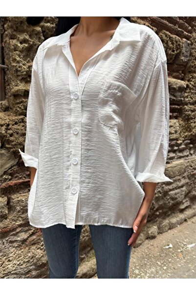 WeShaya Λευκό βαμβακερό πουκάμισο με τσέπες