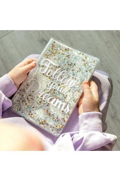 Gadget Master A5 Notebook Follow Your Dreams with Golden Sequins
