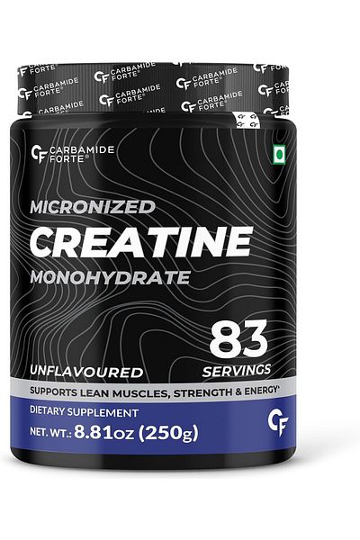 Carbamide Forte Micronized Creatine Monohydrate Powder - 83 Servings, 250g | Creatine Supplement Pow
