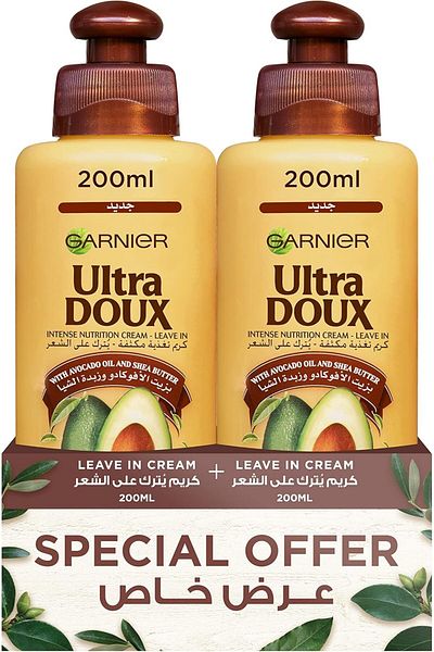 Garnier Ultra Doux Avocado Oil & Shea Butter Leave-in Cream 200 ml Twin Pack