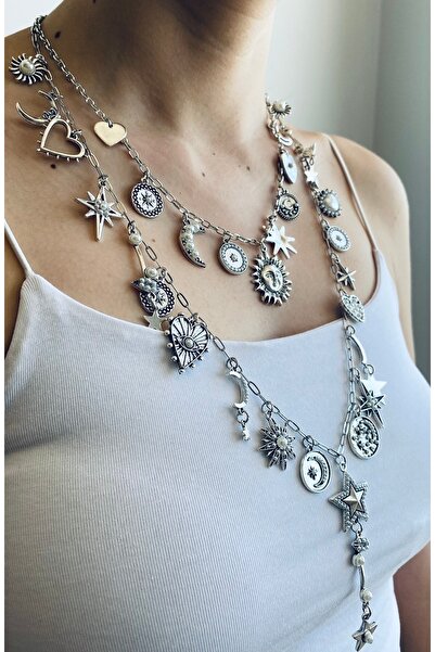 milayk Küçük Kalp Ve Yıldız Figürlü Charm Kolye