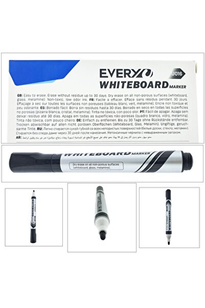OEM Set of 12 black whiteboard markers, round tip 2.5 mm, smooth writing, model Everyday 016