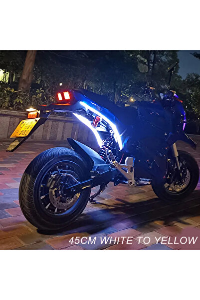 Choice3 45cm white yellow 2pcs Motorcycle Turn Signal Lights LED Daytime Runn...