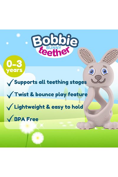Brush-Baby Bobbie Bunny Teether 3D Eucalyptus 0-3 Years
